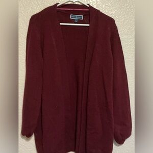 Karen Scott Deep Red Open Front Cardigan